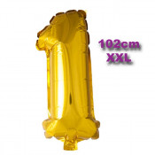 Folie Cijfer Ballon 1 Goud XXL 102cm