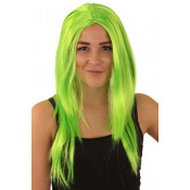Pruik fluor groen lang haar