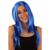 Pruik blauw lang haar