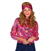 Dames Discoblouse Pink Glitter