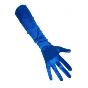 Lange handschoenen blauw satijn
