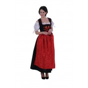 Dindl jurk lang rood zwart